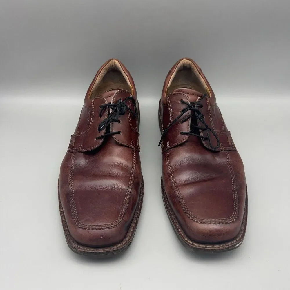 ECCO Shoes Mens Size 43 Brown Leather Apron Toe Oxford Lace Up Shock Point